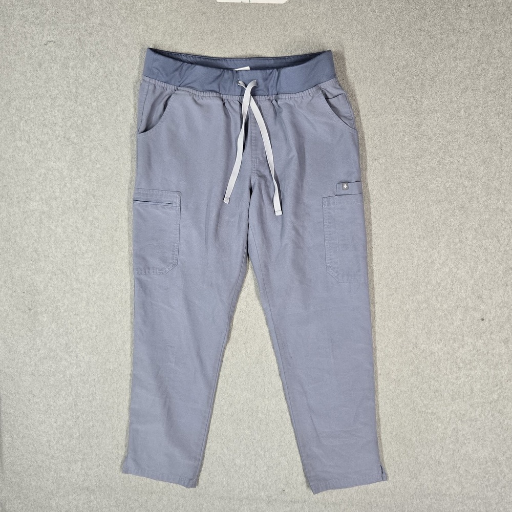 FIGS Women Scrub Pants M Petite Blue Yola High Rise Slim Cargo 25"‎ Inseam